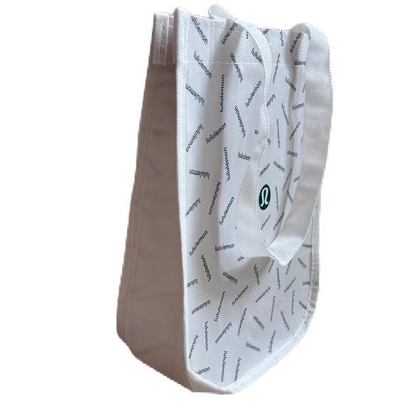 Lululemon bag shopping tote white green Small - Picture 1 of 2